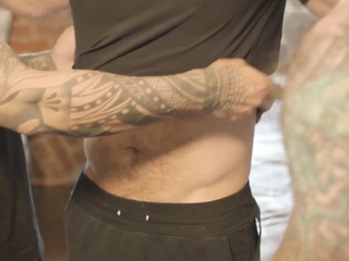 Inked Damian Dragon Rims Adam Ramzi Ass On Threesome Fuck